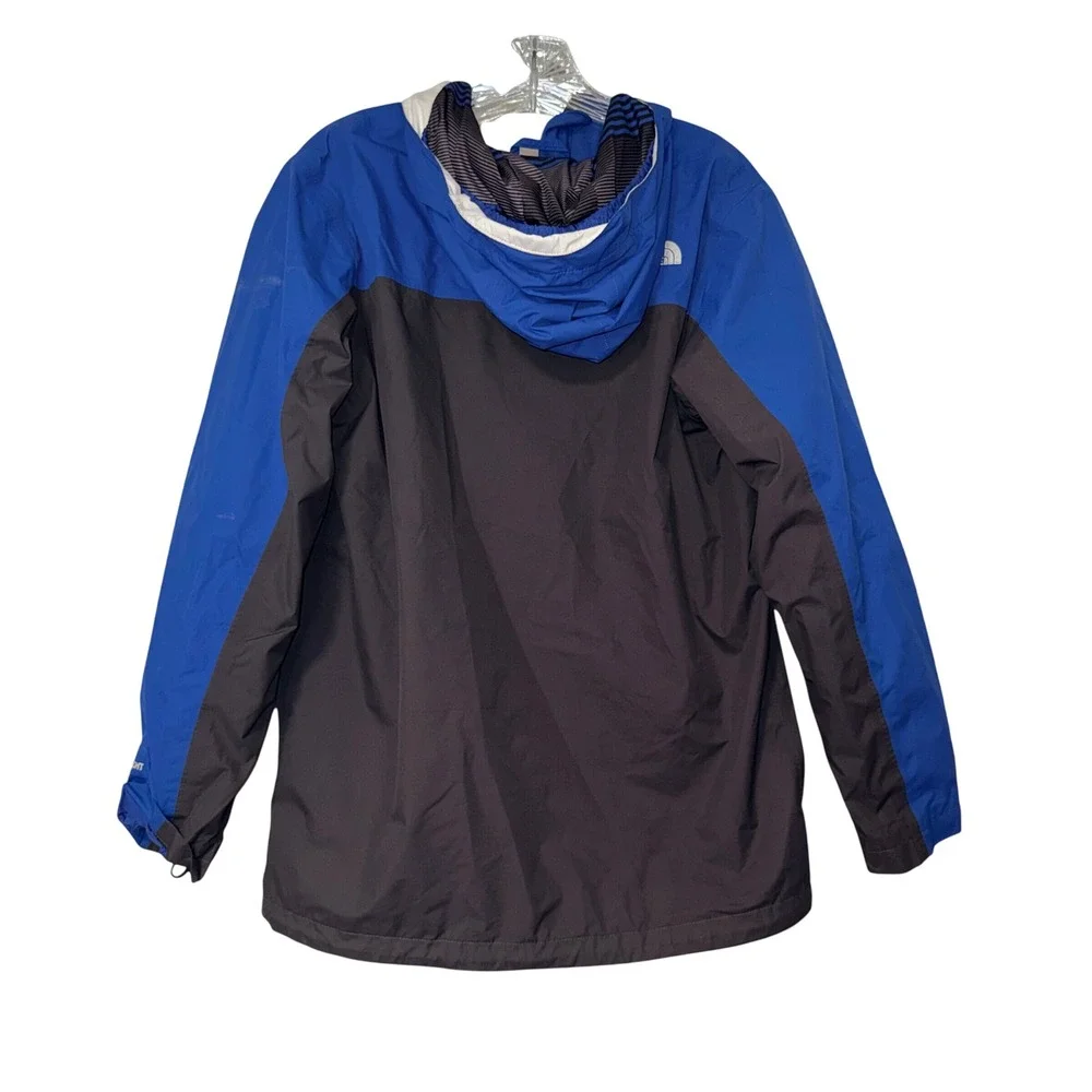 The North Face Hooded Rain Jacket Mens Large Blue Gray Nylon HyVent Shell
